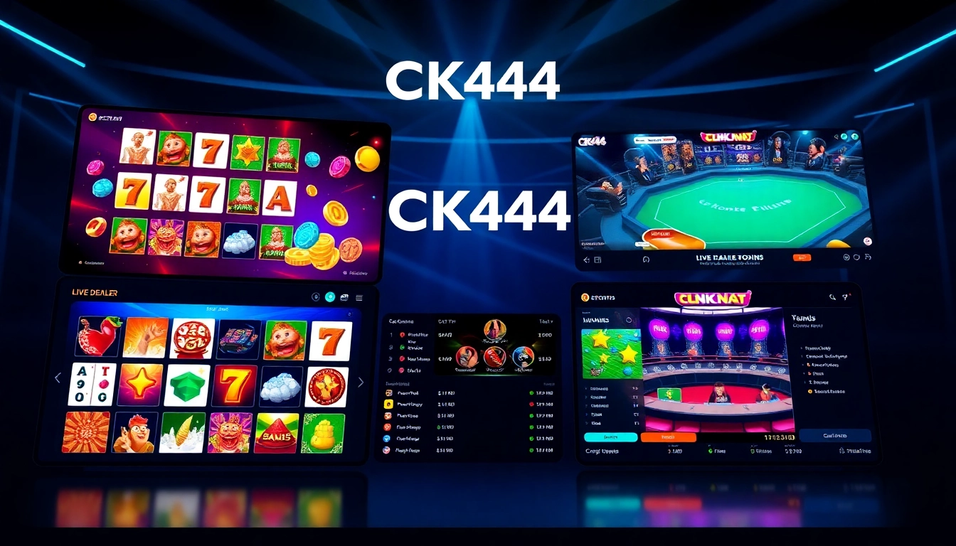 Engaging CK444 online gaming interface with slots, live dealer games, and sports betting for an immersive user experience.