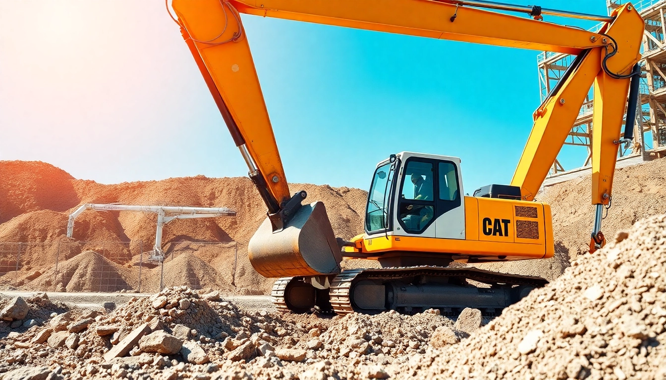 Professional excavator rental service showcasing a high-performance excavator actively digging on a construction site, ideal for various project needs in the UK.