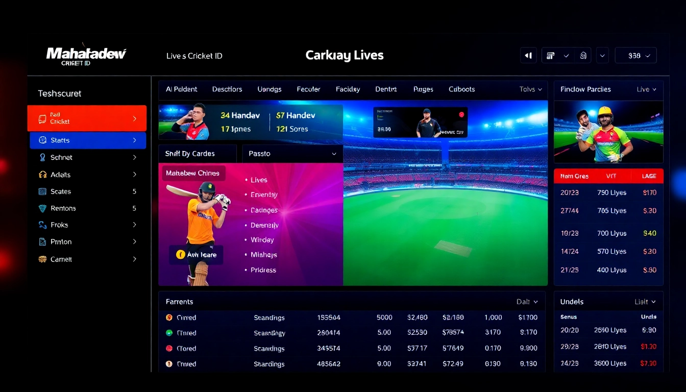 Screenshot of Mahadev Cricket ID login interface showcasing live betting options and real-time match updates for cricket fans.