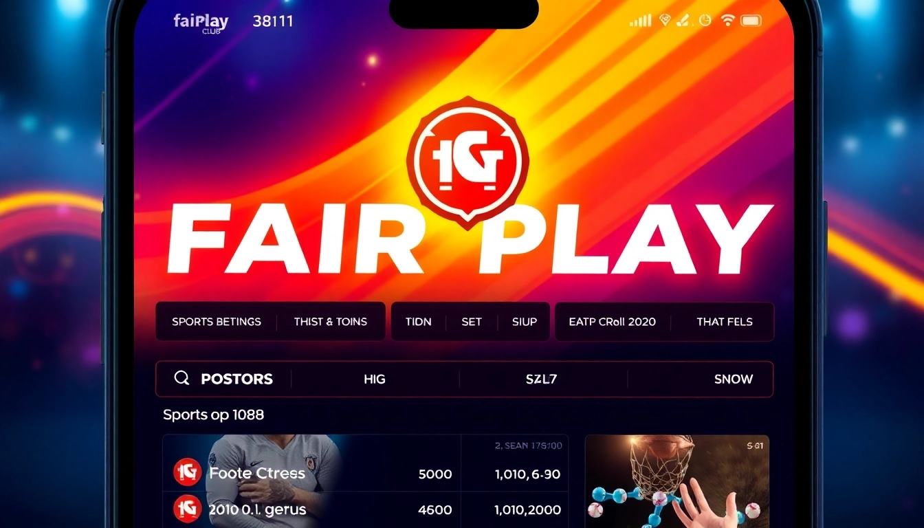 Fairplay club online sportsbook app interface with sports betting options, emphasizing trust and user engagement.