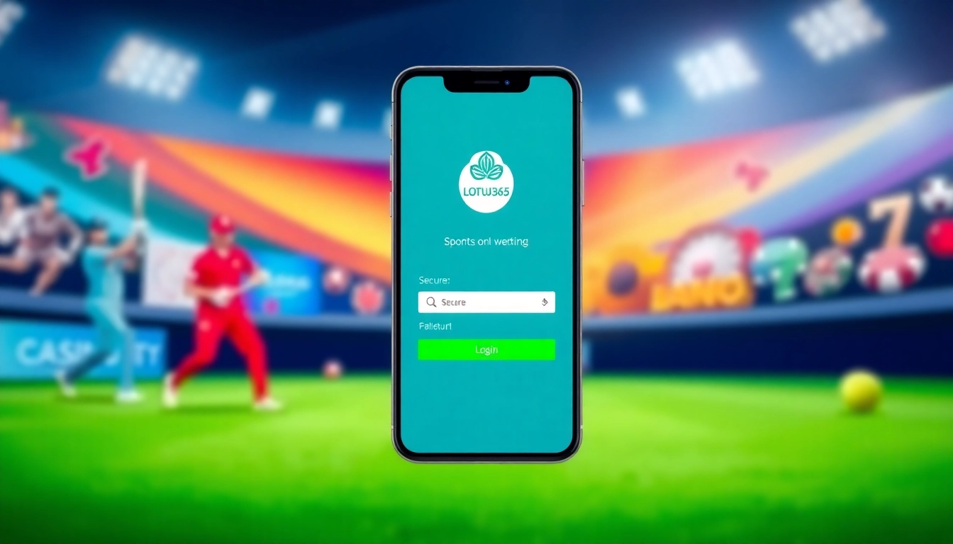 Secure Lotus365 ID login on mobile device with sports and casino icons, emphasizing safety and ease of access for Indian bettors