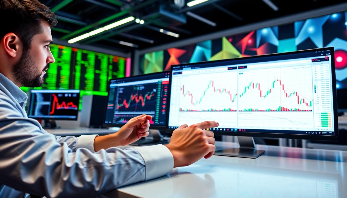 Best Online Trading Platforms UK with traders using professional screens for dynamic market analysis