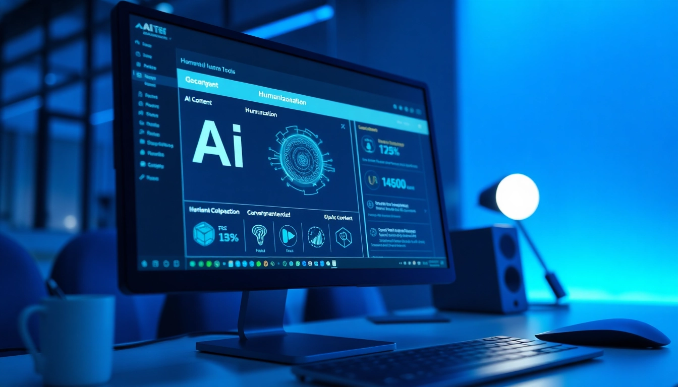 AI content humanization tools improving text naturalness and readability in a professional workspace